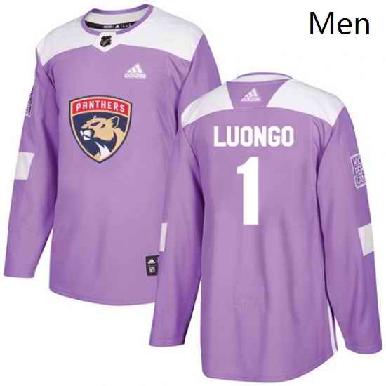Mens Adidas Florida Panthers 1 Roberto Luongo Authentic Purple Fights Cancer Practice NHL Jersey